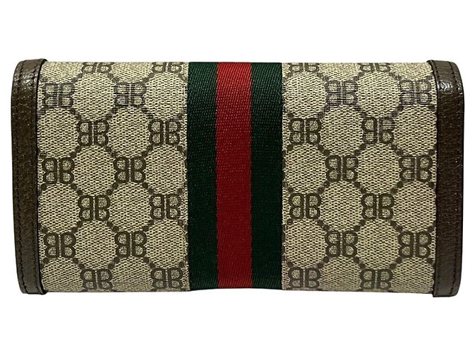 Portafoglio lungo Continental Balenciaga x Gucci Hacker Marrone Beige - vista 2