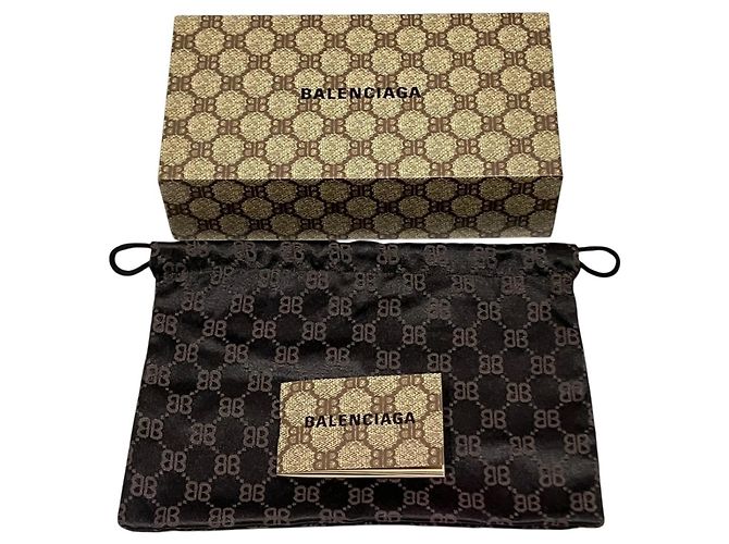 Portafoglio lungo Continental Balenciaga x Gucci Hacker Marrone Beige - vista 5