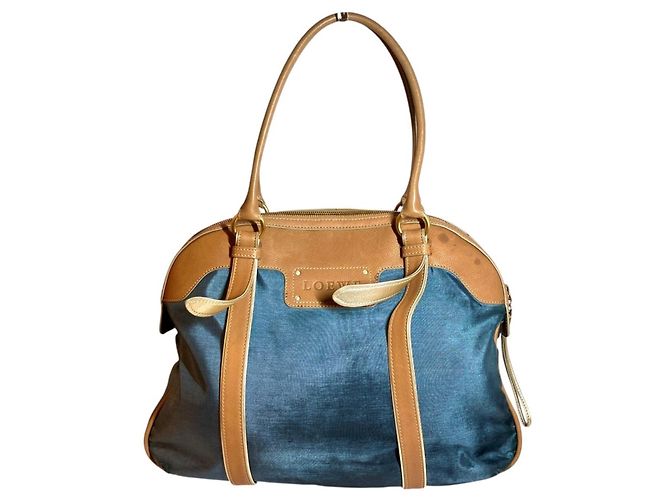 Borsa Loewe Anagram blu in pelle e nylon - vista 2