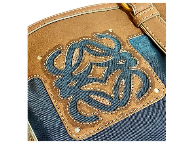 Borsa Loewe Anagram blu in pelle e nylon - vista 5