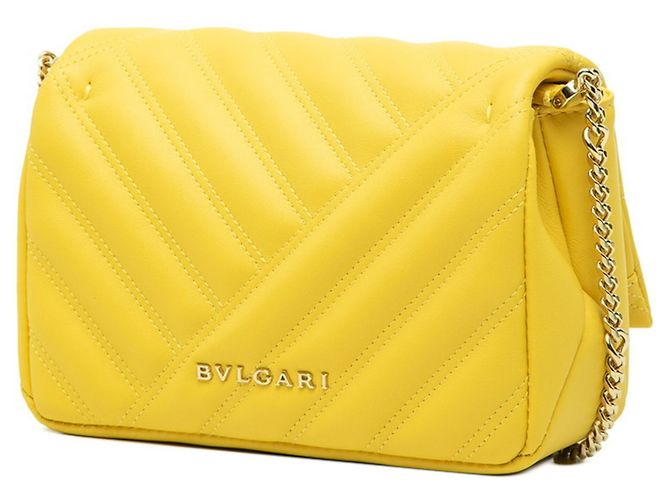 Bulgari Borsa a tracolla con catena Bvlgari Serpenti Cabochon Giallo - vista 2
