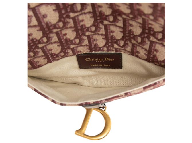Borsa a tracolla Christian Dior Dior Oblique Trotter Saddle Rosso Beige Bordò - vista 4