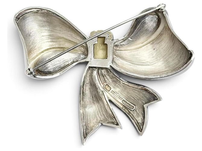 Tiffany & Co Spilla a Nastro Tiffany Vintage in Oro 18K e Argento 925 D'oro - vista 2