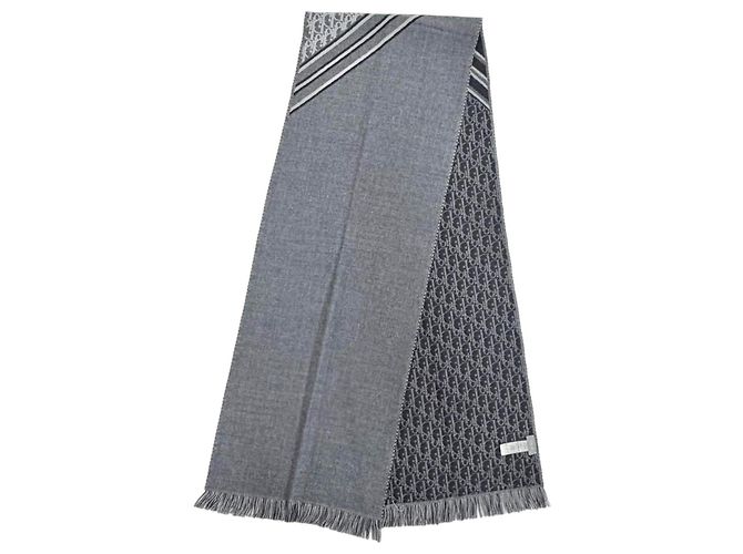 Christian Dior Dior Homme Stola 100% Wolle Grau Braun - Ansicht 3