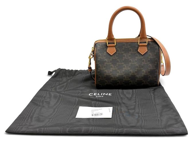 Céline Celine Small Boston Tan Triomphe 2-Way Leather Shoulder Bag - vista 2