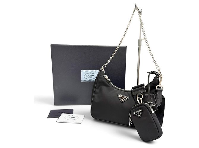 Borsa a tracolla Prada 1BH204 Re-Edition 2005 Re-Nylon con logo triangolare Nero - vista 2