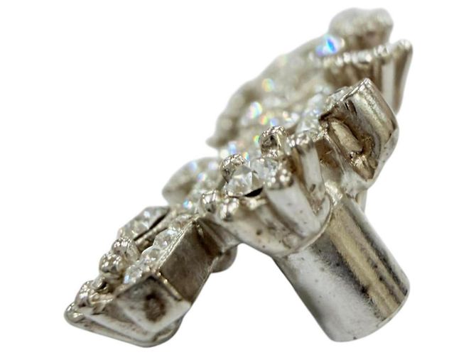 Spilla Chanel F23P Logo in Metallo e Strass Argento - vista 3