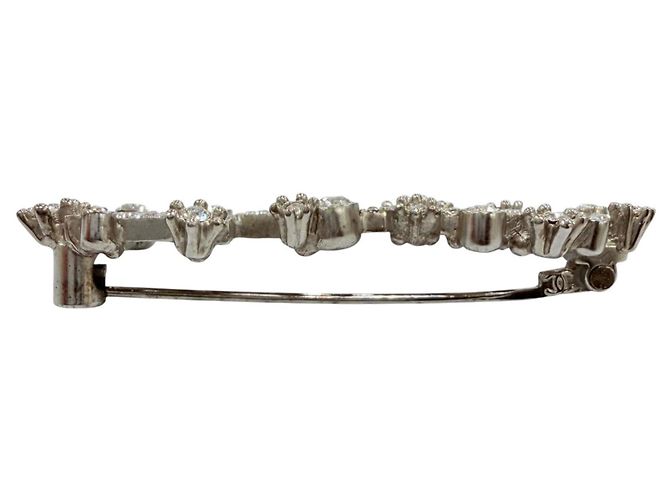 Spilla Chanel F23P Logo in Metallo e Strass Argento - vista 4