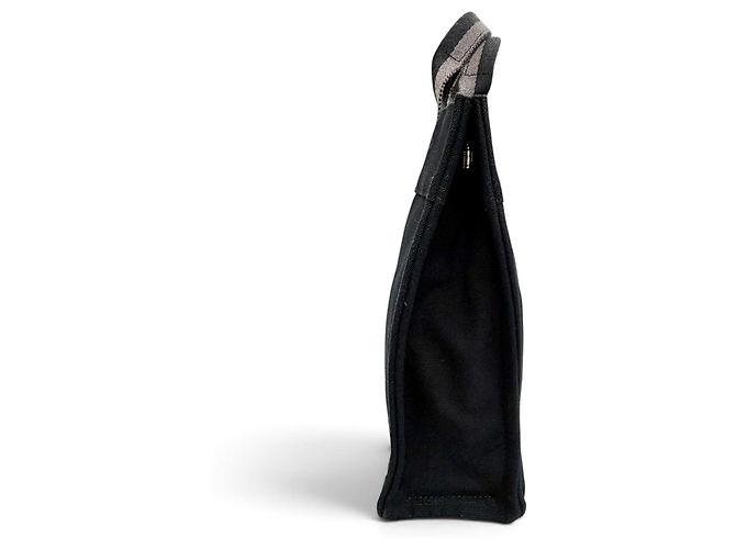 Hermès Fourre-Tout Bolsa de mão em algodão/Tote Bag Marrom Preto - vista 3