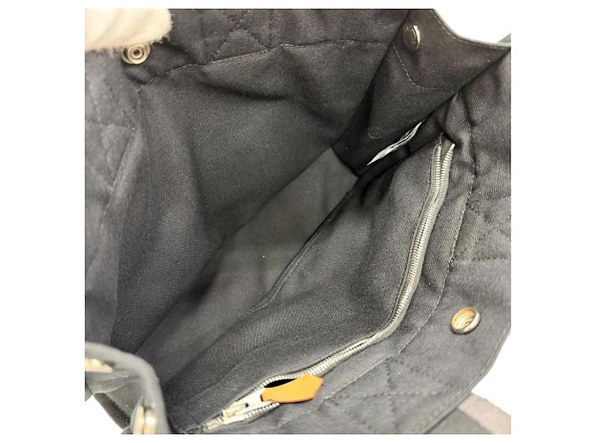 Hermès Fourre-Tout Bolsa de mão em algodão/Tote Bag Marrom Preto - vista 5