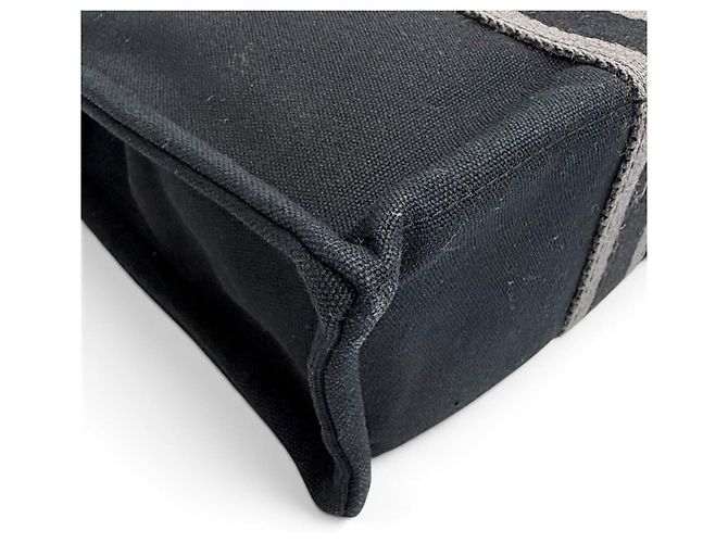Hermès Fourre-Tout Bolsa de mão em algodão/Tote Bag Marrom Preto - vista 6
