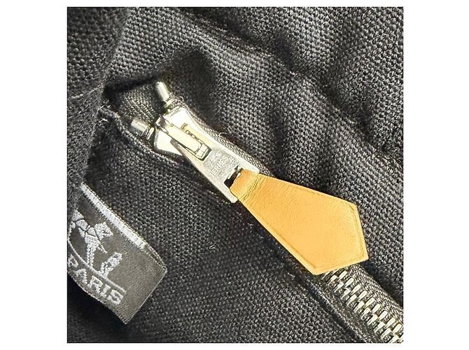 Hermès Fourre-Tout Bolsa de mão em algodão/Tote Bag Marrom Preto - vista 9