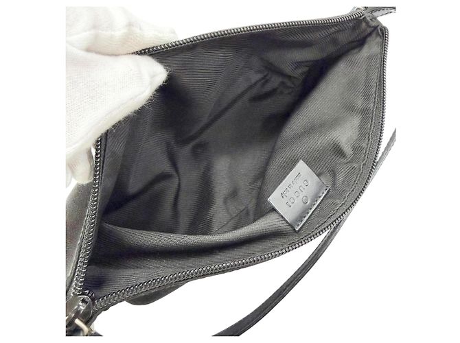 Borsa Gucci Vintage GG Canvas Leather Nero - vista 5
