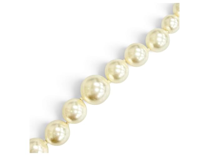 Collana di perle lunga Chanel A14V Coco Mark Argento Bianco - vista 6