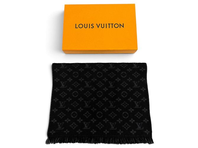 Stola in lana Monogram con frange nera Louis Vuitton Nero - vista 2