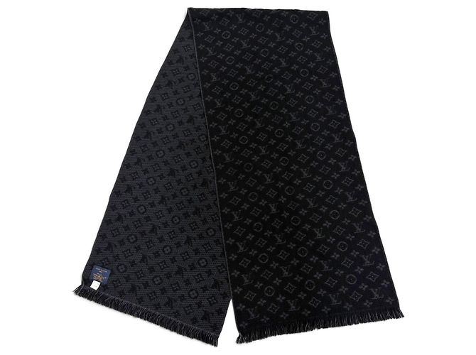 Stola in lana Monogram con frange nera Louis Vuitton Nero - vista 4