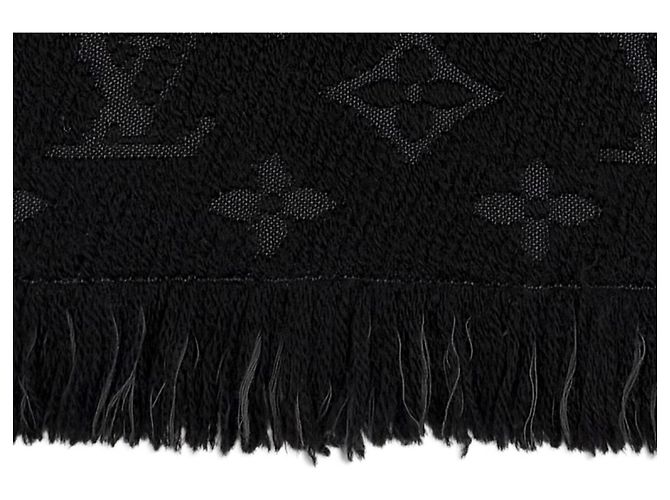 Stola in lana Monogram con frange nera Louis Vuitton Nero - vista 5