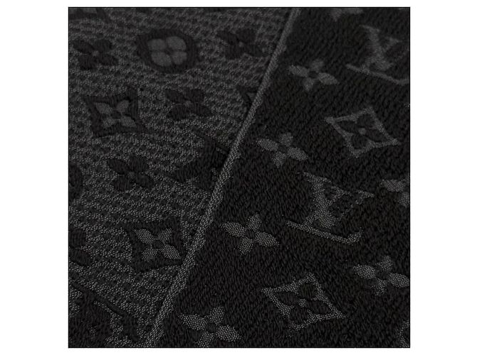 Stola in lana Monogram con frange nera Louis Vuitton Nero - vista 6