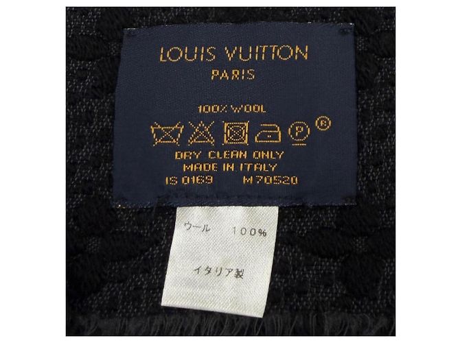 Stola in lana Monogram con frange nera Louis Vuitton Nero - vista 8