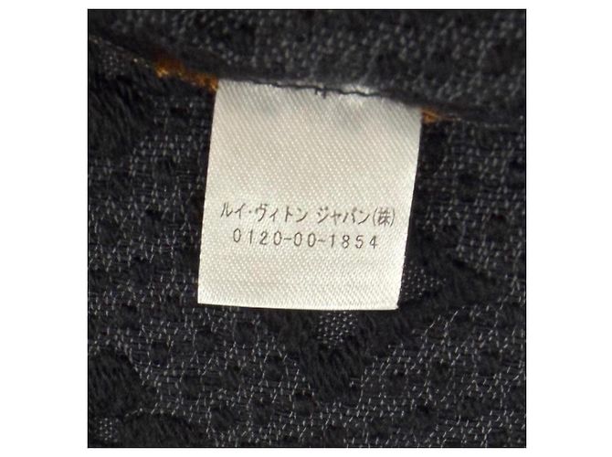 Stola in lana Monogram con frange nera Louis Vuitton Nero - vista 9