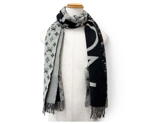 Sciarpa in cashmere Monogram con frange Louis Vuitton Marrone Nero - vista 2
