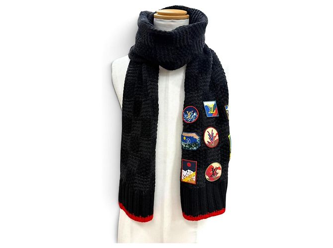 Stola in cashmere e pelle Louis Vuitton Nero - vista 3