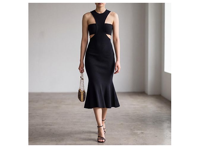 Alexander McQueen Schwarzes Strickkleid mit Cut-Outs - Ansicht 3