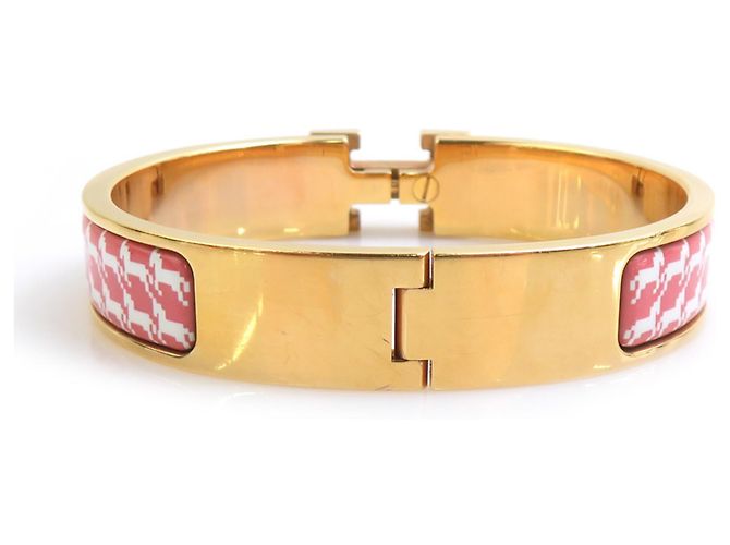 Hermès Hermes HERMES Bracciale Rigido Click H Metallo Smalto Arancione Oro D'oro - vista 3