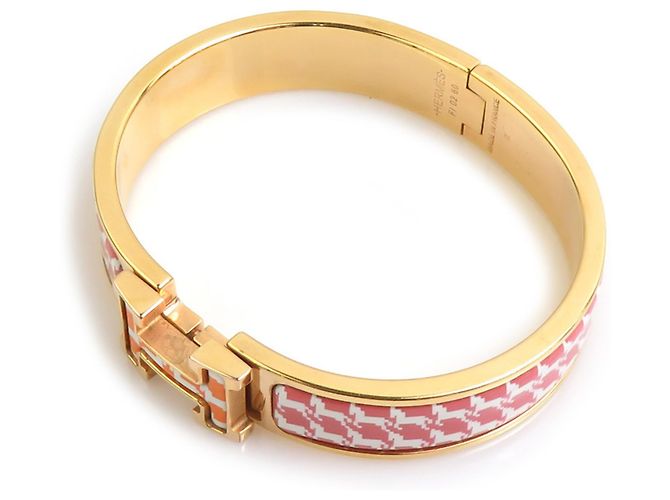 Hermès Hermes HERMES Bracciale Rigido Click H Metallo Smalto Arancione Oro D'oro - vista 5