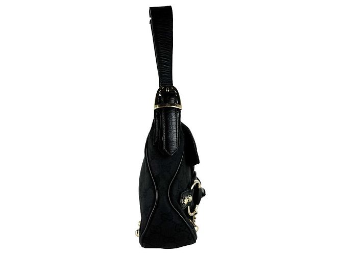 Borsa a mano Gucci nera in tela GG e pelle Nero - vista 2
