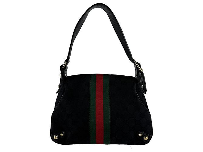Borsa a mano Gucci nera in tela GG e pelle Nero - vista 3