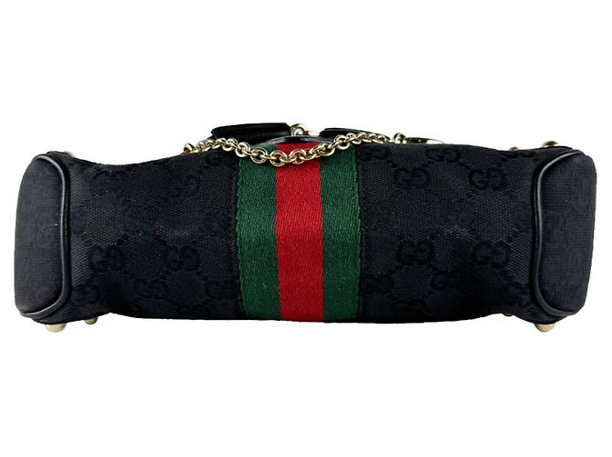 Borsa a mano Gucci nera in tela GG e pelle Nero - vista 4