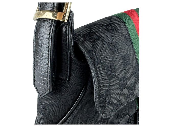 Borsa a mano Gucci nera in tela GG e pelle Nero - vista 7