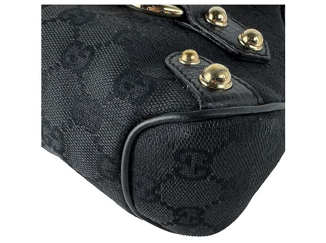 Borsa a mano Gucci nera in tela GG e pelle Nero - vista 8