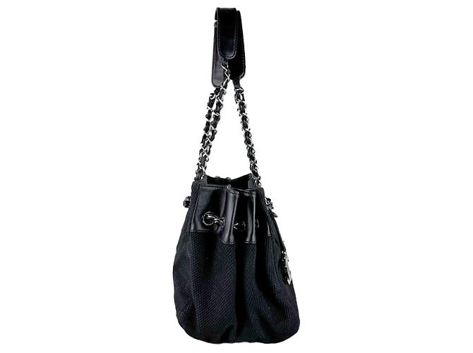 Borsa a tracolla Chanel V-Stitch in tela e pelle nera Nero - vista 2