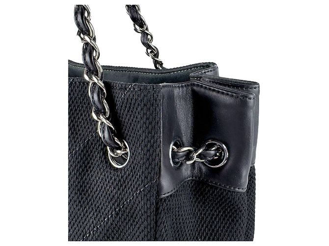 Borsa a tracolla Chanel V-Stitch in tela e pelle nera Nero - vista 5