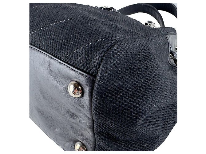 Borsa a tracolla Chanel V-Stitch in tela e pelle nera Nero - vista 7