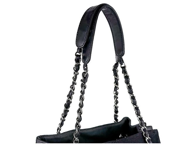 Borsa a tracolla Chanel V-Stitch in tela e pelle nera Nero - vista 9