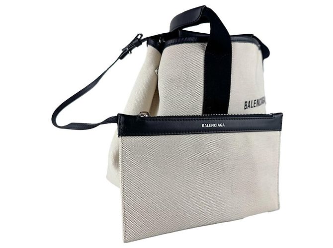 Borsa Balenciaga Cabas S Navy Nero Crudo - vista 11
