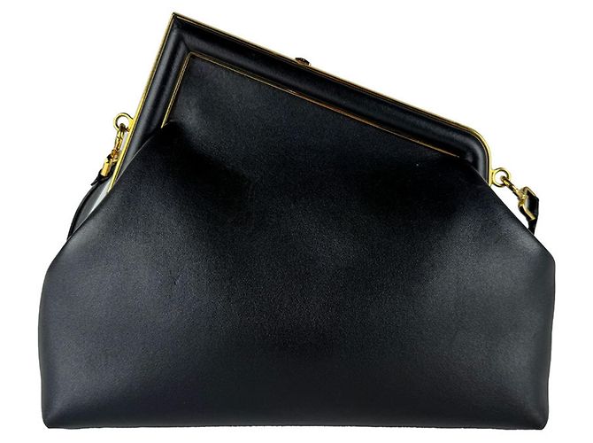 Borsa a tracolla Fendi in pelle nera Nero - vista 3
