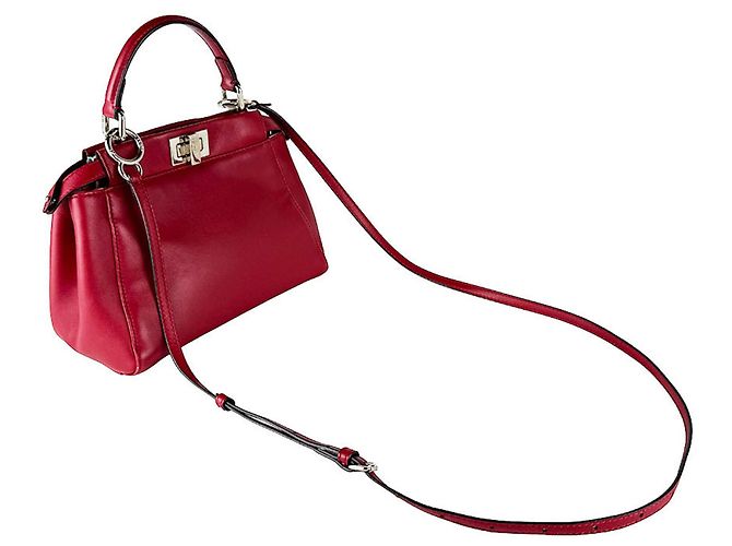 Peekaboo Mini borsa Fendi in pelle rossa - vista 10