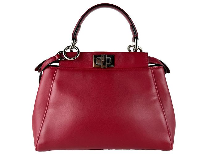 Peekaboo Mini borsa Fendi in pelle rossa - vista 3