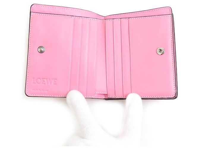 Carteira bi-fold Loewe em tela revestida rosa - vista 3