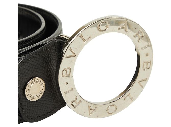 Bulgari Bvlgari Black Leather Belt with Circle Logo Buckle - view 4
