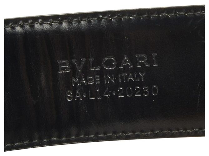 Bulgari Bvlgari Black Leather Belt with Circle Logo Buckle - view 6