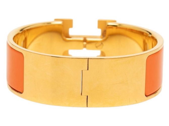 Hermès Pulsera Hermes Clic Clac H PM en Oro Naranja Dorado - vista 3