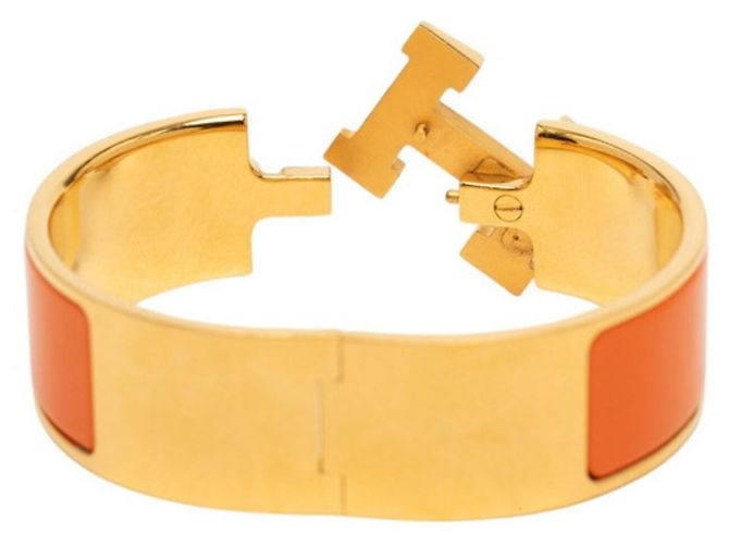 Hermès Pulsera Hermes Clic Clac H PM en Oro Naranja Dorado - vista 4