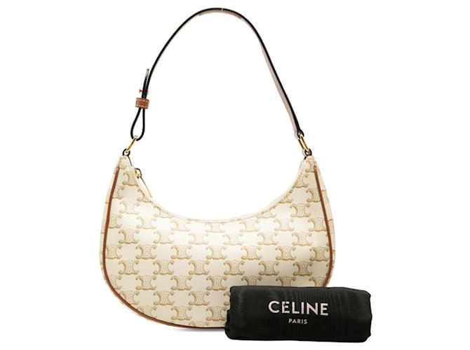 Céline Borsa a spalla singola Celine Triomphe Ava Marrone Bianco - vista 7