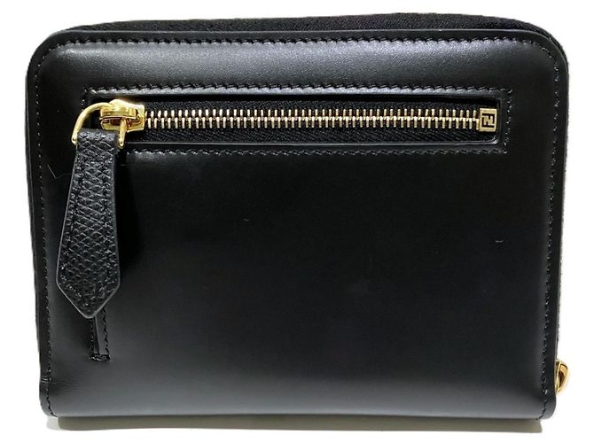 Fendi Bi-fold Geldbörse aus schwarzem Kalbsleder - Ansicht 2