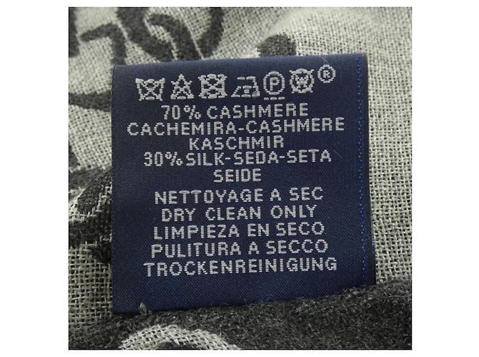 Hermès Stola Hermes in seta e cashmere grigia Marrone - vista 3